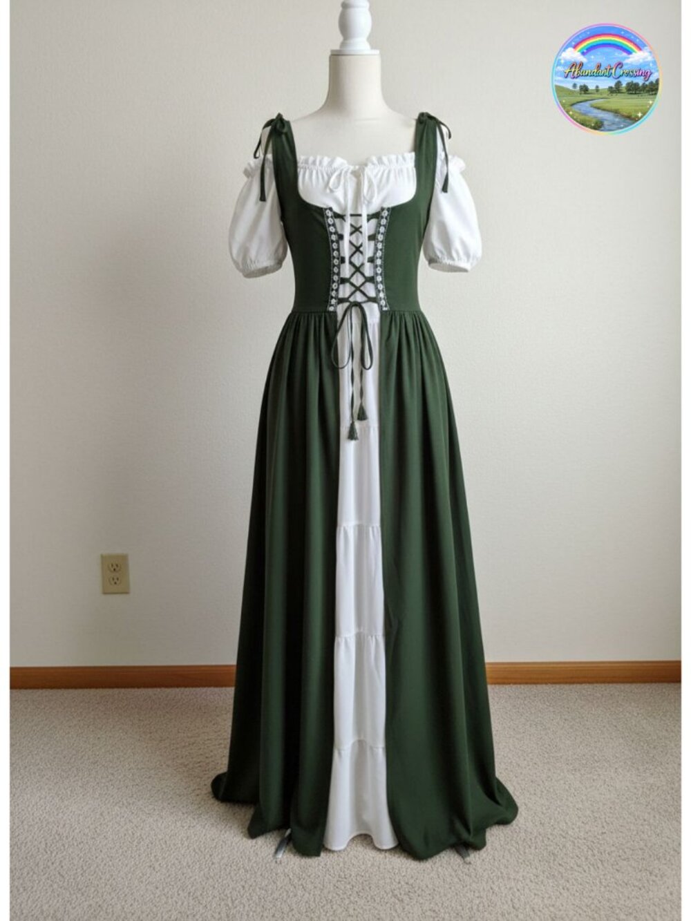 Renaissance Medieval Dress Costume Women Ren Faire Pirate Lace-Up Brocade